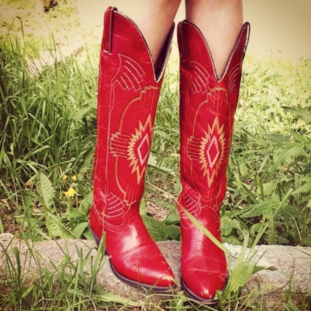 Vintage red cowboy boots